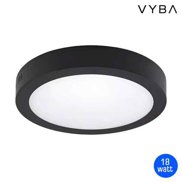 Imagen de PANEL LED Redondo Negro 18w Frio Ø22cm