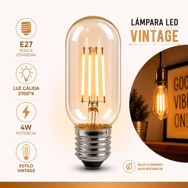 Imagen de Lámpara LED Ampolla Vintage 4W E27 Calida