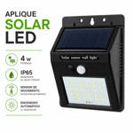 Imagen de APLIQUE SOLAR 4w LED c/sensor c/bateria IP65