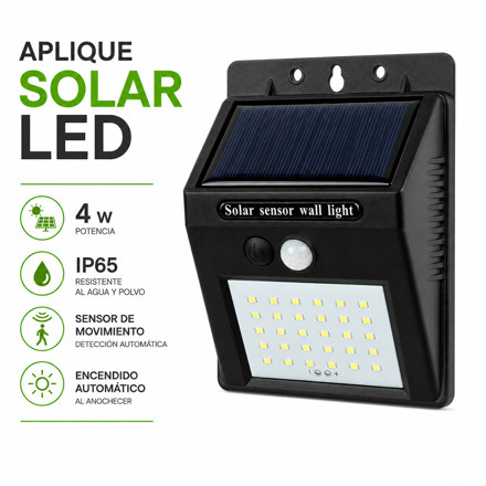 Imagen de APLIQUE SOLAR 4w LED c/sensor c/bateria IP65