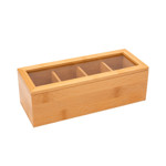 Imagen de Caja Rectangular para Té 4 Div Bambú 26.5*9*9cm H