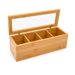 Imagen de Caja Rectangular para Té 4 Div Bambú 26.5*9*9cm H