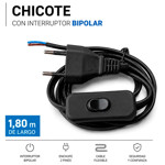 Imagen de CHICOTE c/Perilla y Ficha Bipolar Negro 1.80mts