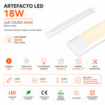 Imagen de ARTEFACTO LED Chato Regleta 18W Calido / 60cm