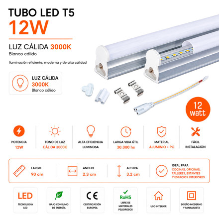 Imagen de ARTEFACTO LED T5 12w Cálido 90cm Dense