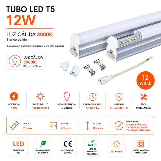 Imagen de ARTEFACTO LED T5 12w Cálido 90cm Dense