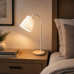Imagen de LAMPARA Blanca Metal-Madera 49cm H