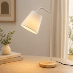 Imagen de LAMPARA Blanca Metal-Madera 49cm H