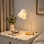 Imagen de LAMPARA Blanca Metal-Madera 49cm H