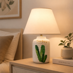 Imagen de LAMPARA Ceramica c/Pantalla Cactus Cool 36cm H  Ø12cm / Pantalla - Ø12*Ø25cm
