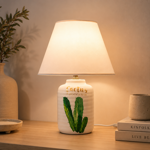 Imagen de LAMPARA Ceramica c/Pantalla Cactus Cool 36cm H  Ø12cm / Pantalla - Ø12*Ø25cm