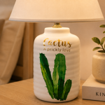 Imagen de LAMPARA Ceramica c/Pantalla Cactus Cool 36cm H  Ø12cm / Pantalla - Ø12*Ø25cm