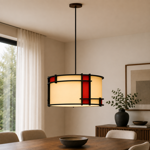 Imagen de COLGANTE Cilindro Grande Madera Rojo/Eco 20cm h / 38cm Ø