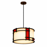 Imagen de COLGANTE Cilindro Chico Madera Rojo/Eco 20cm H / 30cm Ø