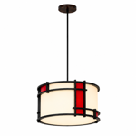 Imagen de COLGANTE Cilindro Chico Madera Rojo/Eco 20cm H / 30cm Ø