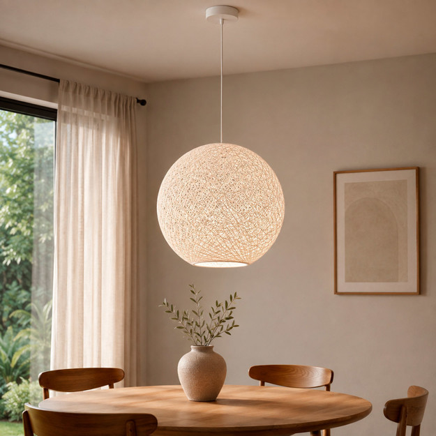 Imagen de COLGANTE 1 Luz Capullo Blanco Grande E27 Esfera 40Ø cm