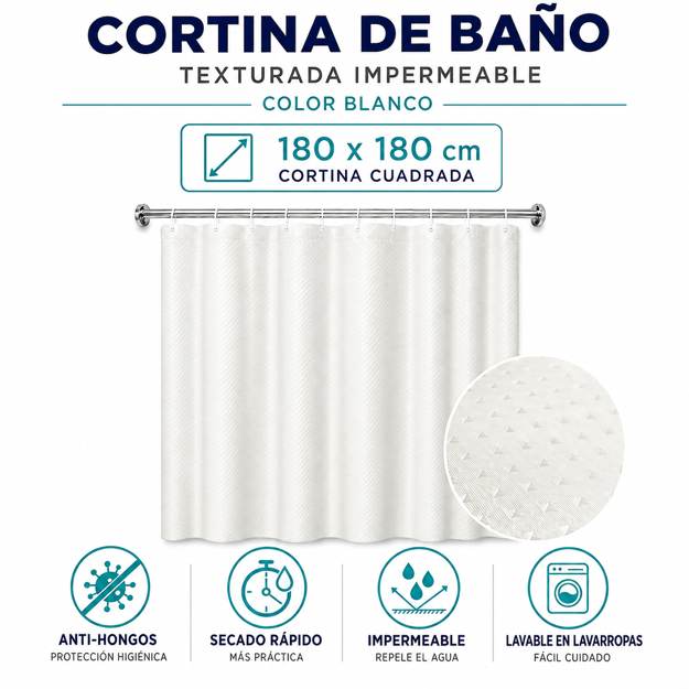 Imagen de Cortina 180x180 Blanca Teflon Punto Diam.