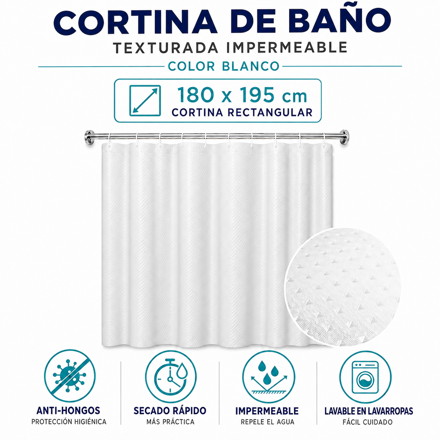 Imagen de Cortina 180x195 Blanca Pto. Diamante
