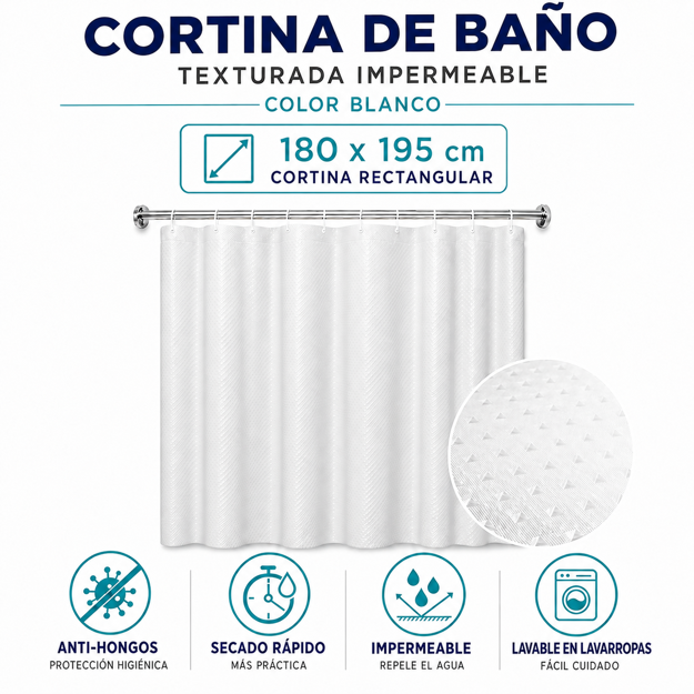 Imagen de Cortina 180x195 Blanca Pto. Diamante