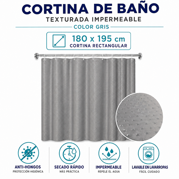 Imagen de Cortina 180x195 Gris Punto Diam.