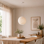 Imagen de COLGANTE 1 Luz Capullo Blanco Mediano E27 Esfera 30Ø cm.