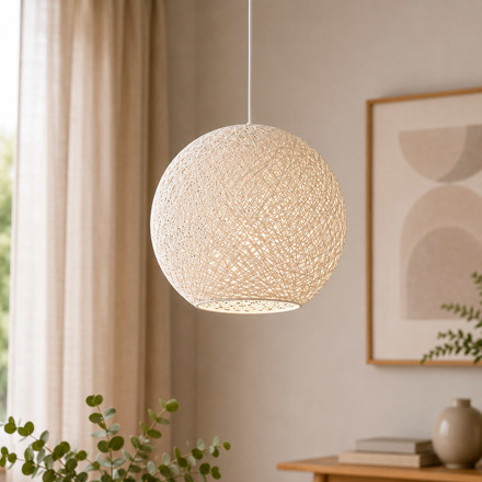 Imagen de COLGANTE 1 Luz Capullo Blanco Mediano E27 Esfera 30Ø cm.