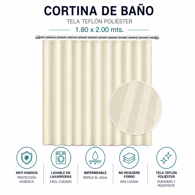 Imagen de CORTINA Rayas Beige 180x200cm