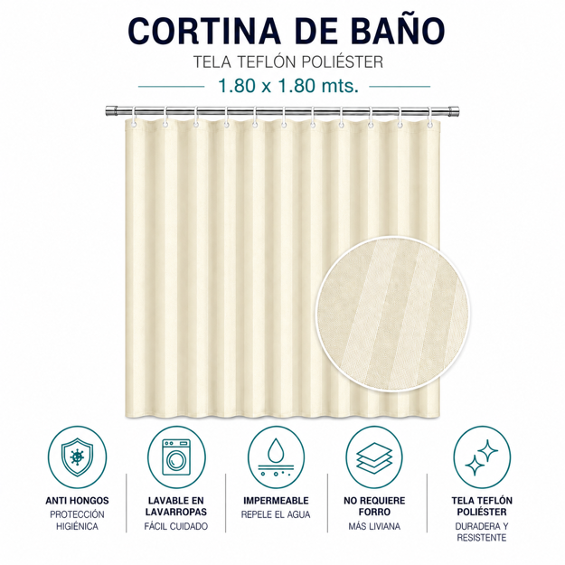 Imagen de CORTINA Rayas Beige 180x180cm