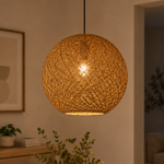 Imagen de COLGANTE 1 Luz Capullo Madera Grande E27 Esfera 40Ø cm