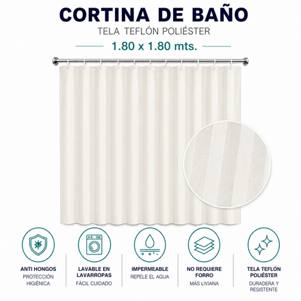 Imagen de CORTINA Rayas Blanca 180x180cm
