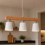 Imagen de Colgante LENA 3 Luces E27 Bco-Madera
