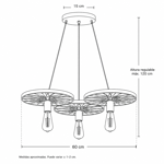 Imagen de Colgante Rueda 3 Luces E27 Ø55cm