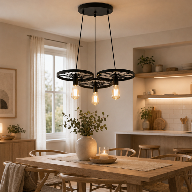 Imagen de Colgante Rueda 3 Luces E27 Ø55cm