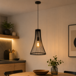 Imagen de COLGANTE Cono 1 Luz E27 Negro Ø28cm/48cm H