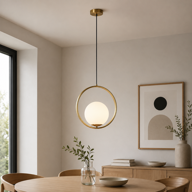 Imagen de Colgante 1 Luz E27 Lyra Dorado Ø30cm