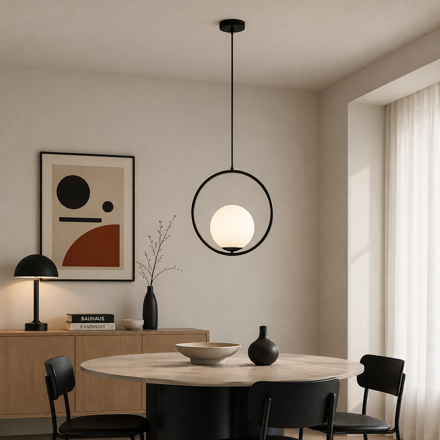 Imagen de Colgante 1 Luz E27 Lyra Negro Ø30cm