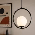 Imagen de Colgante 1 Luz E27 Lyra Negro Ø30cm