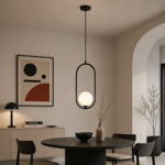Imagen de Colgante Zurich 1 Luz e27 Negro con Vidrio 20x50cm.