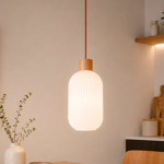 Imagen de Colgante 1 Luz E27 Vidrio Tibet Blanco Ø20x30cm H