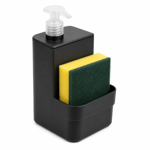 Imagen de DISPENSADOR C/Porta esponja Compact 500ml NEGRO Ou Trium 10x10x20cm H