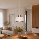 Imagen de COLGANTE 1 Luz Campana Oslo Plus Blanca/Cobre Ø25cm  / 15cm H / 1.00mt H tot.