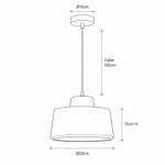 Imagen de COLGANTE 1 Luz Campana Oslo Plus Blanca/Cobre Ø25cm  / 15cm H / 1.00mt H tot.