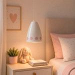 Imagen de COLGANTE 1 Luz E27 Blanco/Rosa Infantil