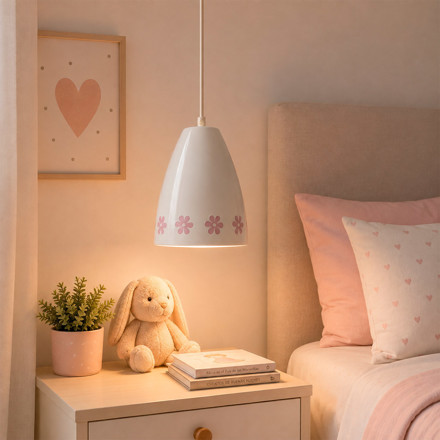 Imagen de COLGANTE 1 Luz E27 Blanco/Rosa Infantil