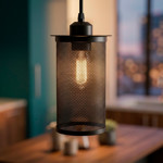 Imagen de COLGANTE 1 Luz e27 Vintage Negro Ø 10cm / 20cm H