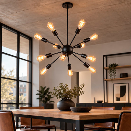 Imagen de COLGANTE Sputnik 12 Luces E27 Negro 77cm Ø / 80cm h / 120cm h