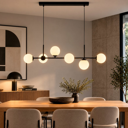 Imagen de Colgante 6 Luces E27 Chaos Negro 110cm