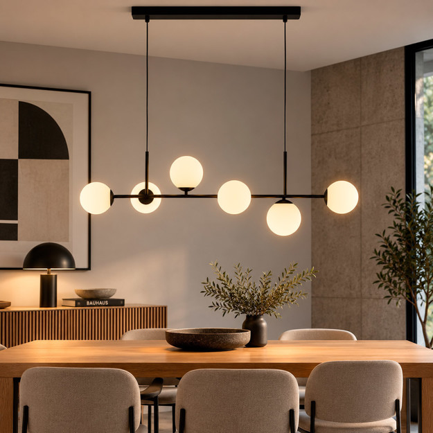 Imagen de Colgante 6 Luces E27 Chaos Negro 110cm