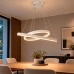 Imagen de COLGANTE Led 2 Aros Blancos LED Cálido 60w 90cmh x 60cm Ø