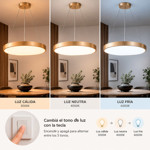 Imagen de Colgante LED 30w Flat Oro Mate 3 Tonalidades Ø50x5cm H